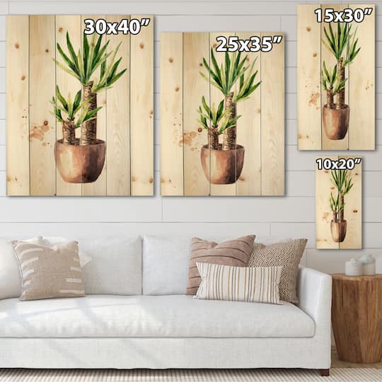 Designart - Yucca Tree In The Ceramic Flower Pot